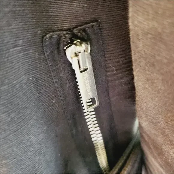 BURBERRY SIZE 14 LINEN BLACK ZIP UP BELTED LINED COAT - Picture 3 of 11